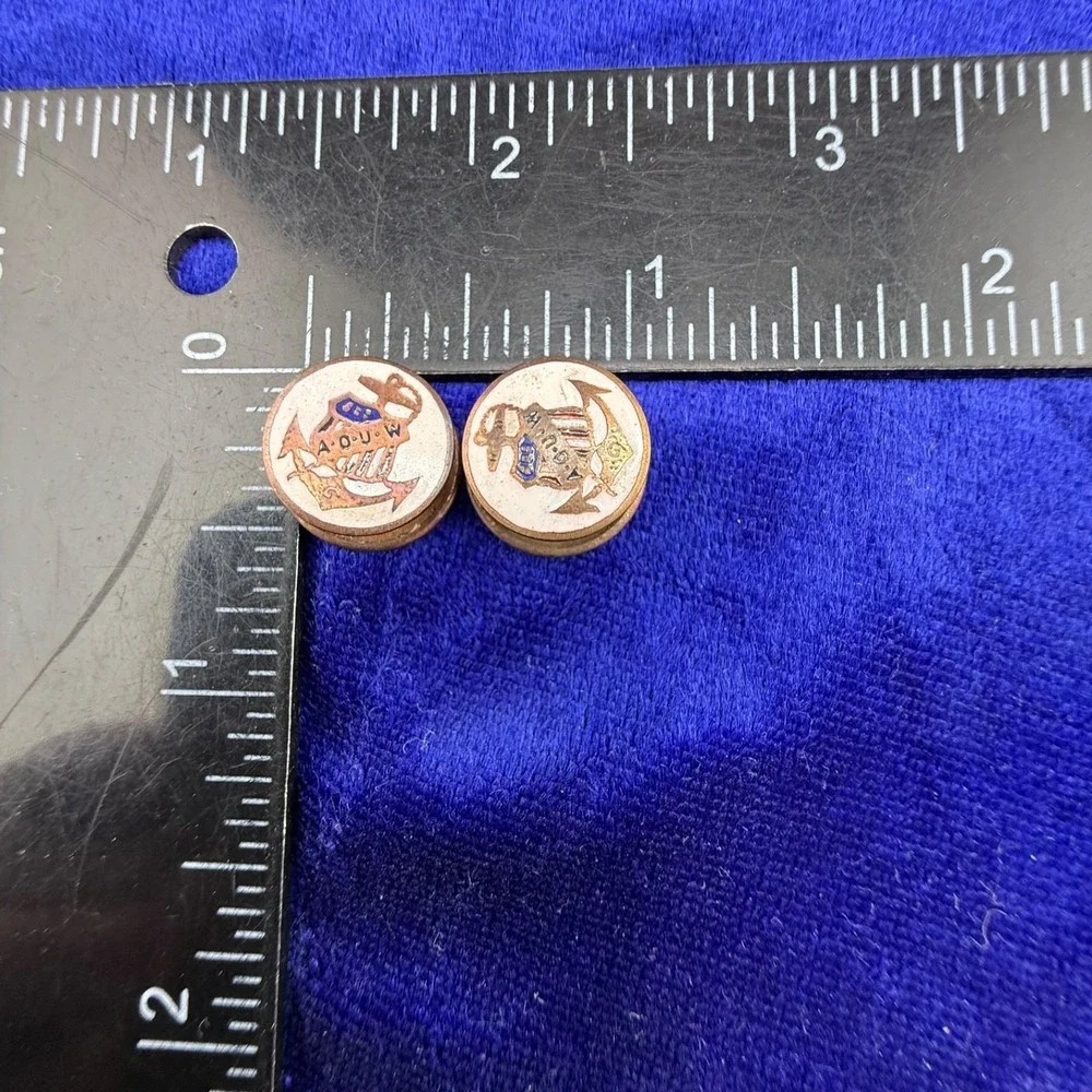Vintage Ancient Order of United Workman Cufflinks Enamel Gold Tone